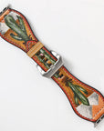 American Darling Hand Tooled I watch Strap Genuine Leather With Beautiful Cactus Painted Smart