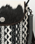 OHLAY Tote Hair On Upcycled Canvas  Genuine Leather Women Bag Western Handbag Purse