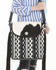 OHLAY Tote Hair On Upcycled Canvas  Genuine Leather Women Bag Western Handbag Purse
