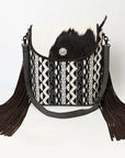 OHLAY Tote Hair On Upcycled Canvas  Genuine Leather Women Bag Western Handbag Purse