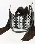 OHLAY Tote Hair On Upcycled Canvas  Genuine Leather Women Bag Western Handbag Purse
