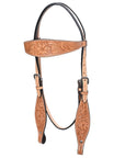 HILASON Western Horse Headstall Breast Collar Set Tack Genuine American Leather Floral Tan