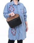 American Darling Jewelry Case Hand Tooled Hair-On Genuine Leather Women Bag Western Handbag Purse