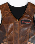 Hilason Bull Riding Rodeo Floral Hand Carved Genuine Leather Vest Black Safety Protective Gear Equipment Vest