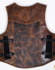 Hilason Bull Riding Rodeo Floral Hand Carved Genuine Leather Vest Black Safety Protective Gear Equipment Vest