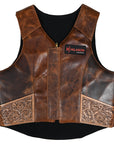 Hilason Bull Riding Rodeo Floral Hand Carved Genuine Leather Vest Black Safety Protective Gear Equipment Vest