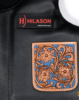 Hilason Bull Riding Kids Junior Youth Pro Rodeo Genuine Leather Vest With Floral Hand Carved