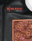 Hilason Bull Riding Kids Junior Youth Pro Rodeo Genuine Leather Vest With Floral Hand Carved