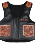 Hilason Bull Riding Kids Junior Youth Pro Rodeo Genuine Leather Vest With Floral Hand Carved