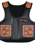 Hilason Bull Riding Kids Junior Youth Pro Rodeo Genuine Leather Vest With Floral Hand Carved