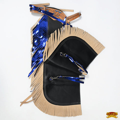 Hilason Western Pro Rodeo Bull Riding Chaps Leather Youth Kid