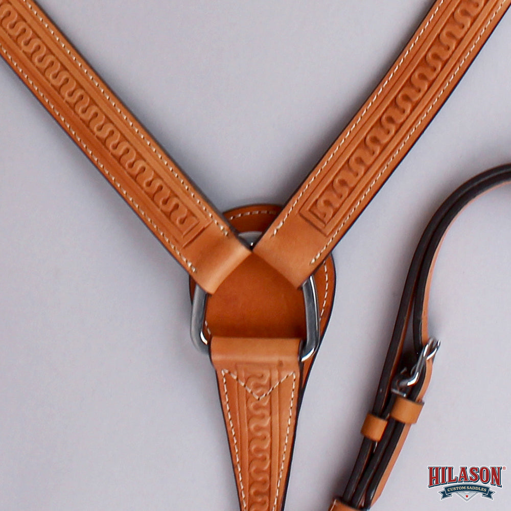 HILASON Western Genuine American Leather Horse Headstall &amp; Breast Collar Set Tan