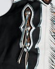 Hilason Bull Riding Pro Rodeo Chaps Black Genuine Leather Bronc Show Adult Safety Protective Horse Riding Chaps