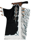 Hilason Bull Riding Pro Rodeo Chaps Black Genuine Leather Bronc Show Adult Safety Protective Horse Riding Chaps