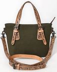 American Darling Crossbody Hand Tooled Oil Rustic Cotton Fabric Genuine Leather Women Bag Western Handbag Purse