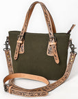 American Darling Crossbody Hand Tooled Oil Rustic Cotton Fabric Genuine Leather Women Bag Western Handbag Purse