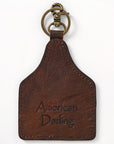 American Darling Hair-On Genuine Leather Keyring Beautiful Horse Print
