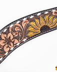 Hilason Horse Floral Hand Painted American Leather Breast Collar Headstall Dark Brown