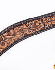 Hilason Horse Floral Hand Carved American Leather Breast Collar Headstall Dark Brown
