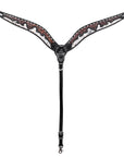 Hilason Horse Floral Hand Carved American Leather Breast Collar Headstall Dark Brown