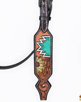 Hilason Horse Floral Hand Painted American Leather Breast Collar Headstall Dark Brown