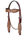 HILASON Western Horse Floral Hand Carved Tack Set Genuine Leather Brown