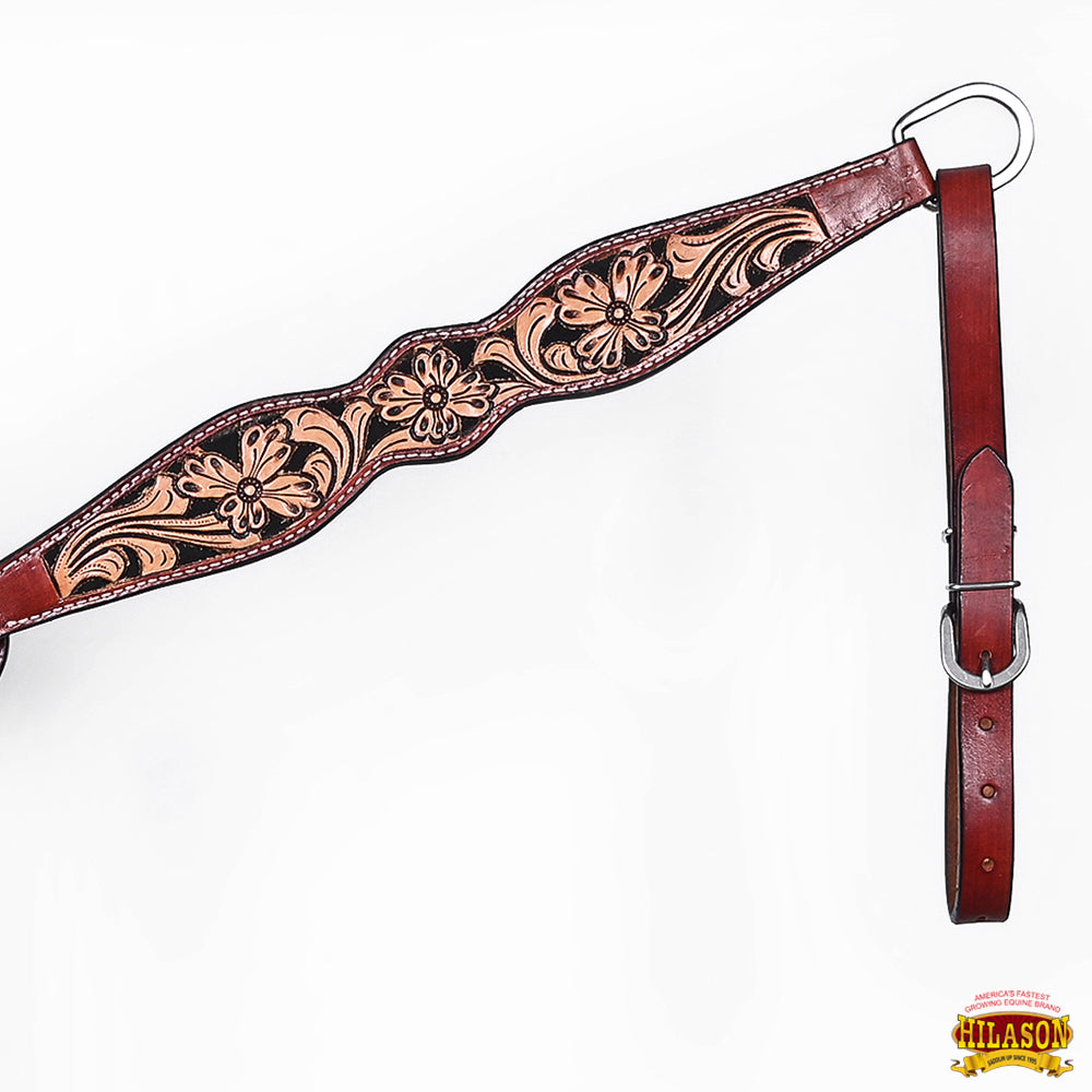 HILASON Western Horse Floral Hand Carved Tack Set Genuine Leather Brown