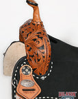 Hilason Western Horse Barrel Flex Tree Trail American Leather Saddle Black Gorgeous Floral Hand Tooled & Carved