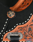 Hilason Western Horse Barrel Flex Tree Trail American Leather Saddle Black Gorgeous Floral Hand Tooled & Carved