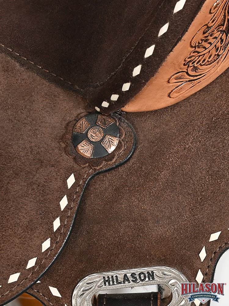 Hilason Western Horse Barrel Flex Tree Trail American Leather Saddle Dark Brown Gorgeous Floral Hand Tooled &amp; Carved