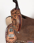Hilason Western Horse Barrel Flex Tree Trail American Leather Saddle Brown Gorgeous Floral Hand Tooled & Carved