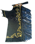 HILASON Pro Rodeo Bull Riding Chaps Genuine Leather Black