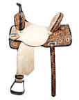 Hilason Western Horse Flex Tree Barrel Trail In American Leather Saddle Tan