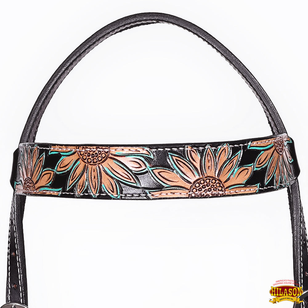 HILASON Western Horse Hand Carved American Leather Breast Collar Headstall