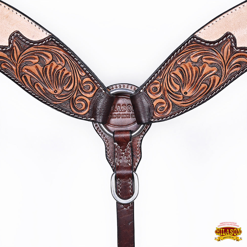 HILASON Western Horse Hand Carved American Leather Breast Collar Headstall