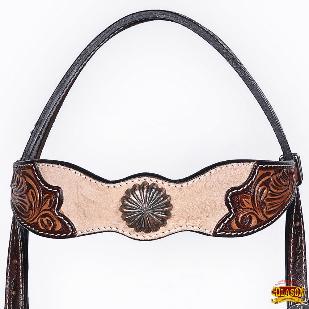 HILASON Western Horse Hand Carved American Leather Breast Collar Headstall