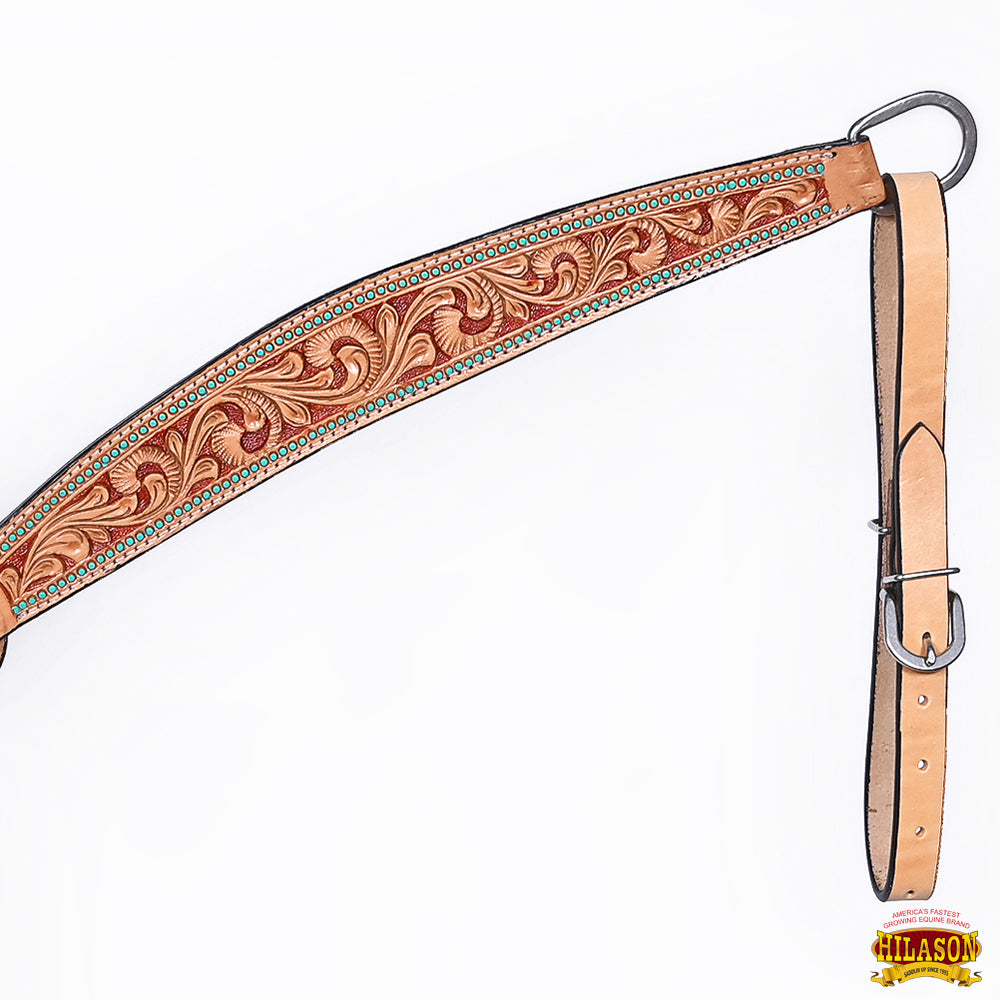 HILASON Western Horse Hand Carved American Leather Breast Collar Headstall