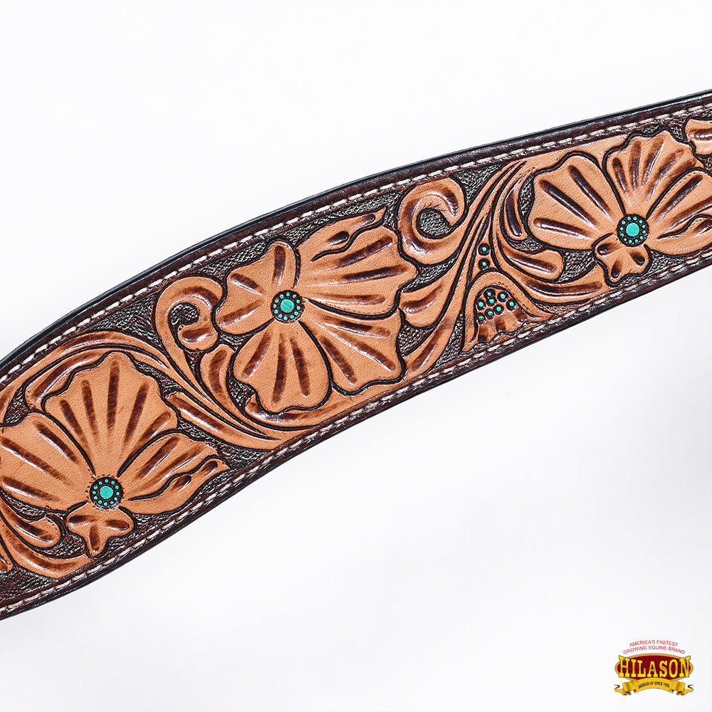 HILASON Western Horse Hand Carved American Leather Breast Collar Headstall