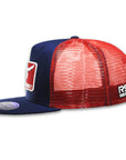 Rope Smart Western Style Mesh Flat Retro Trucker Fit Snapback Red Patch Cap