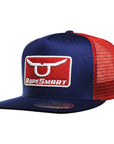 Rope Smart Western Style Mesh Flat Retro Trucker Fit Snapback Red Patch Cap