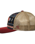 Rope Smart Western Style Mesh Flat Retro Trucker Fit Snapback Red Patch Cap