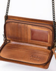 American Darling Organiser Hair-On Hand Tooled Genuine Leather Women Bag Western Handbag Purse