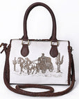 American Darling Tote Hand Tooled Hair-On Genuine Leather Women Bag Western Handbag Purse