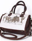 American Darling Tote Hand Tooled Hair-On Genuine Leather Women Bag Western Handbag Purse