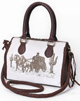American Darling Tote Hand Tooled Hair-On Genuine Leather Women Bag Western Handbag Purse