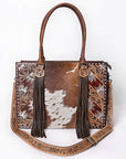 American Darling Hand Tooled Hair On Genuine Leather Women Bag Western Handbag Purse