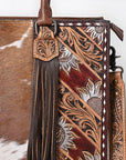 American Darling Hand Tooled Hair On Genuine Leather Women Bag Western Handbag Purse