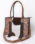 American Darling Hand Tooled Hair On Genuine Leather Women Bag Western Handbag Purse