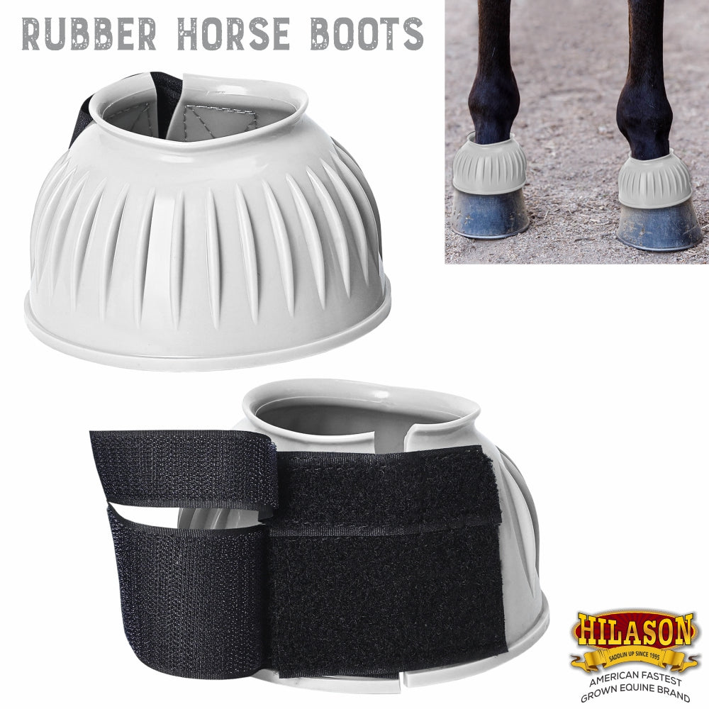 Hilason Western Horse PVC Ribbed Double Hook &amp; Loop Leg Bell Boots