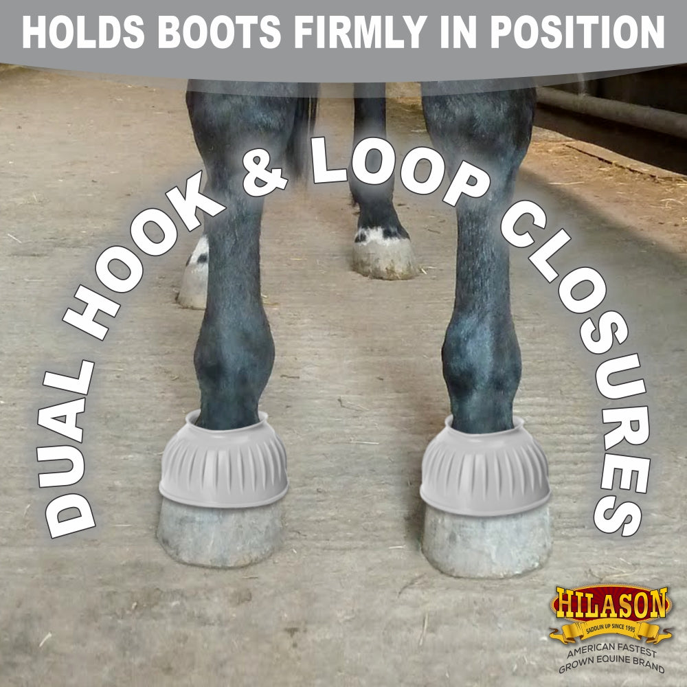Hilason Western Horse PVC Ribbed Double Hook &amp; Loop Leg Bell Boots